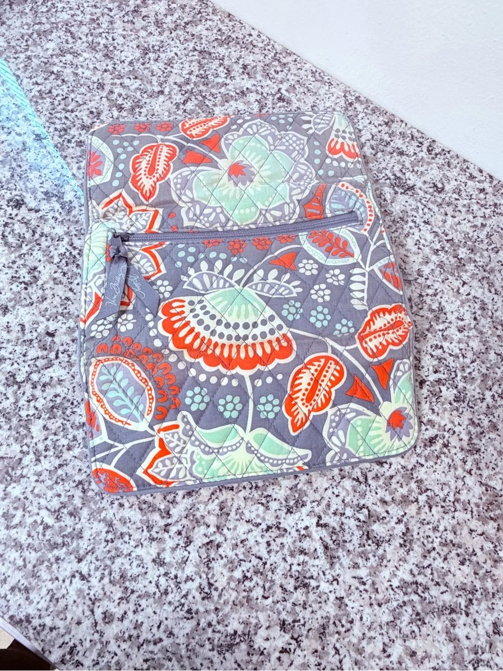 Vera Bradley Floral Quilted Wallet and Coin Purse Set in Gray and Orange - Picture 8 of 13